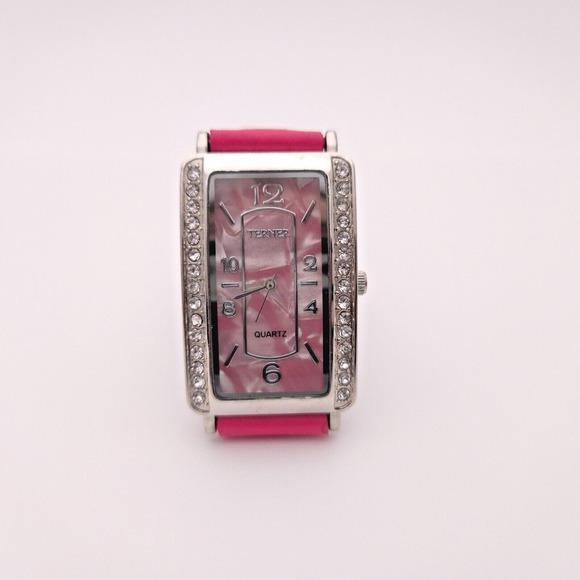 Women's‎ Terner Pink & Silver Toned Bling Wristwatch w/ Adjustable Buckle Band - Picture 3 of 11